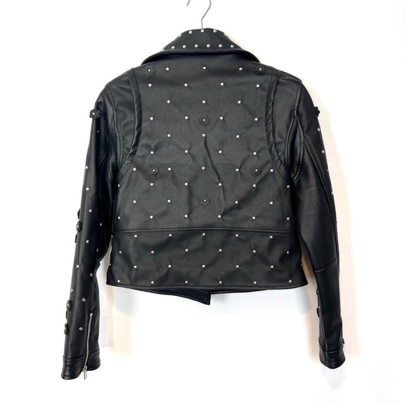 Azalea Wang NWT black studded floral faux leather jacket S - Picture 12 of 12
